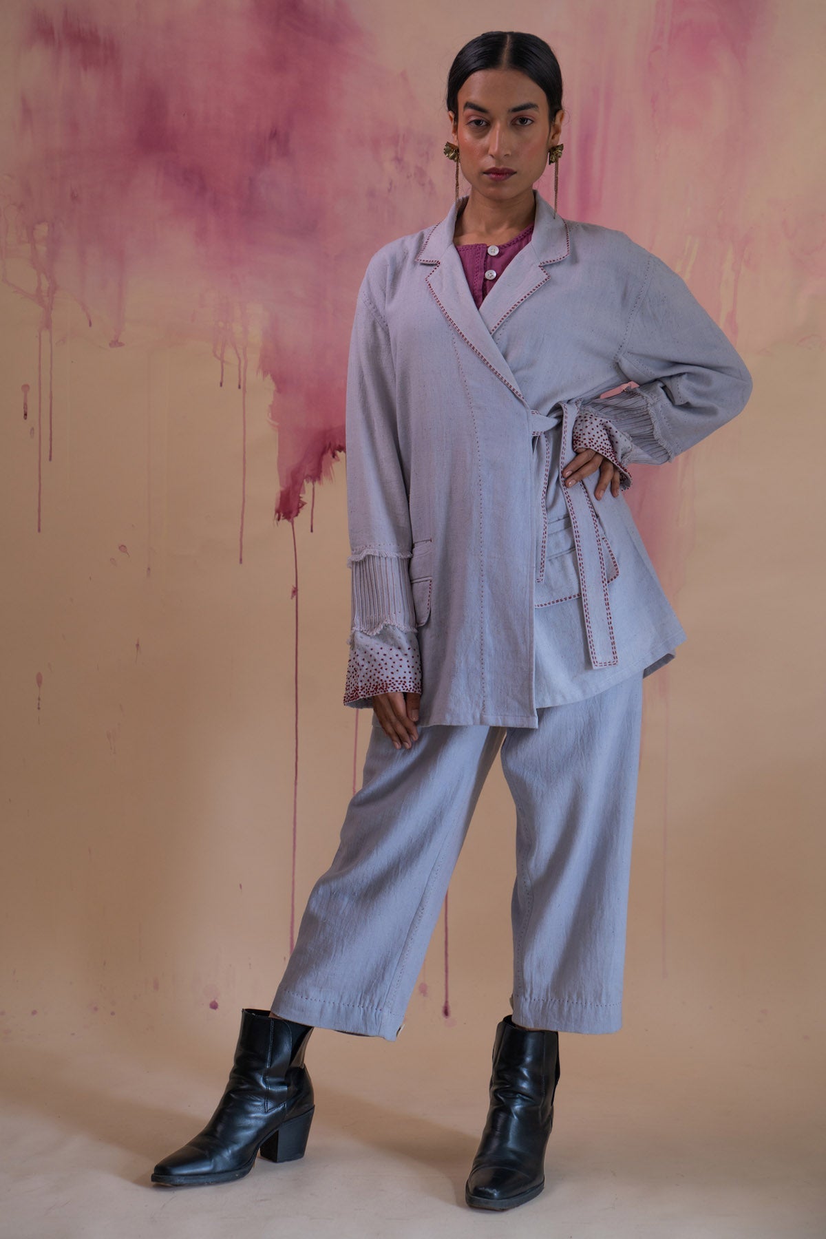 Buy Designer Grey Double Breasted Jacket By Lafaani
